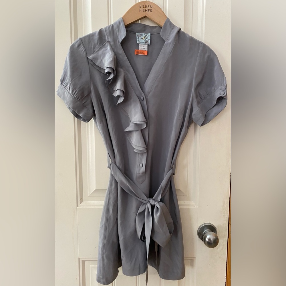 Anthropology Tabitha Silk Ruffle blouse with Belt